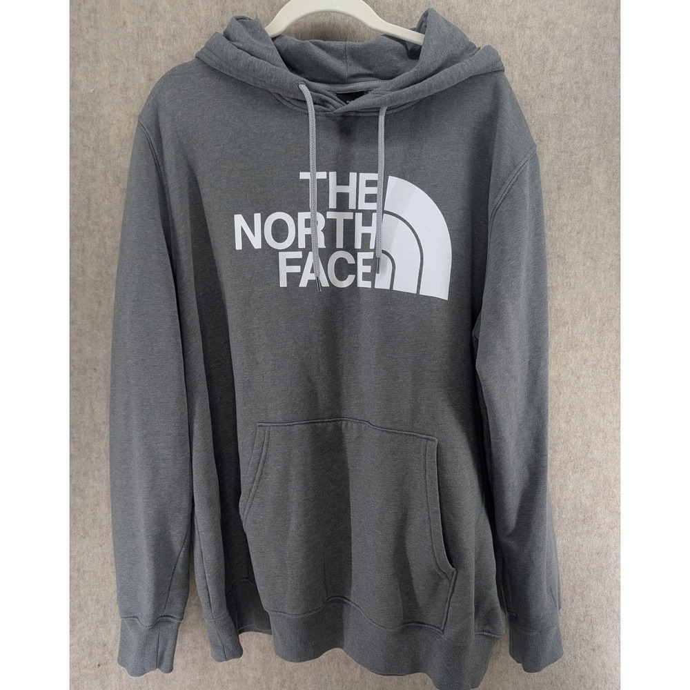 The North Face Mens Half Dome Pullover Hoodie Grey XXL White Logo Sweatshirt
